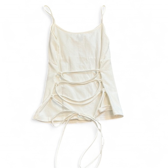 Brandy Melville white tank top with tie back detail one size small XS - Picture 4 of 9